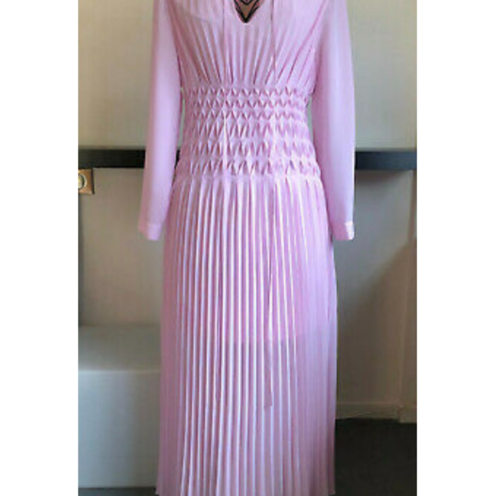 Maje Elegant Pink Pleated Long Sleeve Maxi Dress